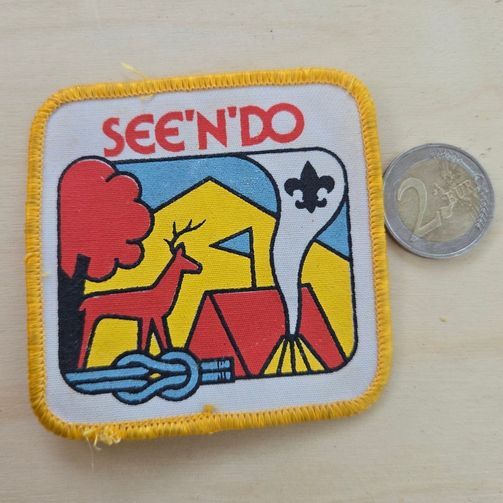 VTG BSA See'N'Do Patch 1970s Boy Scouts Of America Camping Deer Yellow Red White